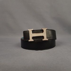 Hermes Constance Buckle Belt Leather Guilloche